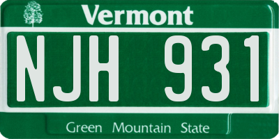 VT license plate NJH931