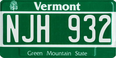 VT license plate NJH932