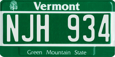 VT license plate NJH934