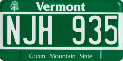VT license plate NJH935