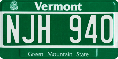VT license plate NJH940