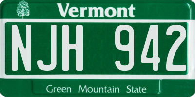 VT license plate NJH942