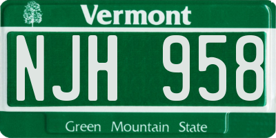 VT license plate NJH958