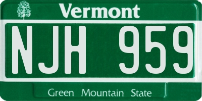 VT license plate NJH959