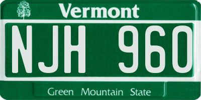 VT license plate NJH960