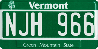 VT license plate NJH966