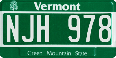 VT license plate NJH978