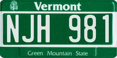 VT license plate NJH981
