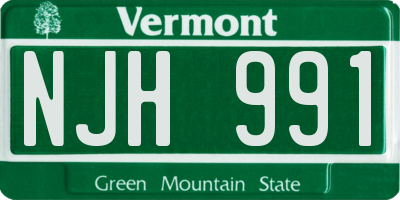 VT license plate NJH991