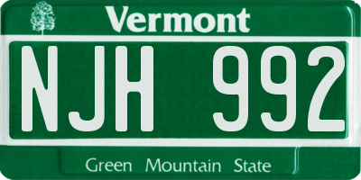 VT license plate NJH992