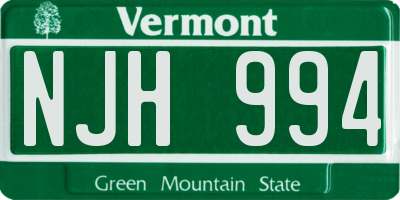 VT license plate NJH994