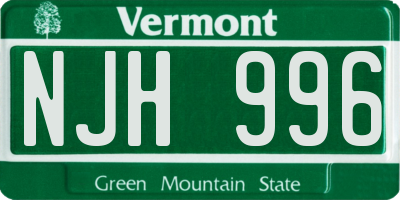VT license plate NJH996