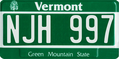 VT license plate NJH997