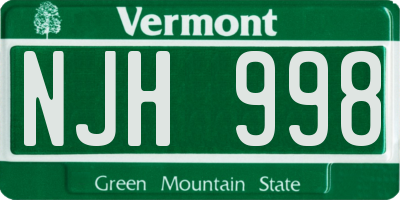 VT license plate NJH998