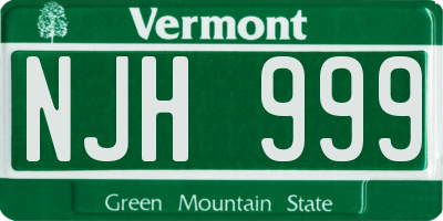 VT license plate NJH999