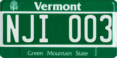 VT license plate NJI003