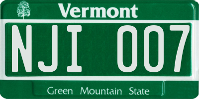 VT license plate NJI007