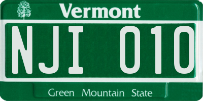 VT license plate NJI010