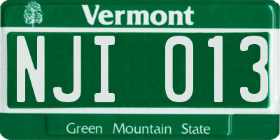 VT license plate NJI013