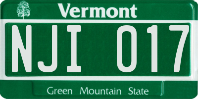 VT license plate NJI017