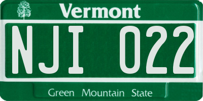 VT license plate NJI022
