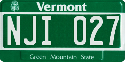 VT license plate NJI027