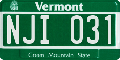 VT license plate NJI031