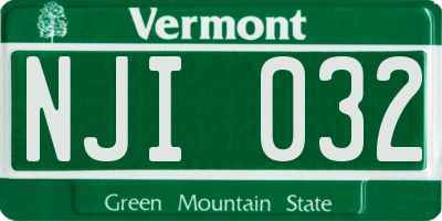 VT license plate NJI032