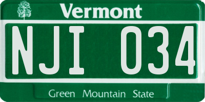 VT license plate NJI034