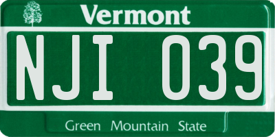 VT license plate NJI039