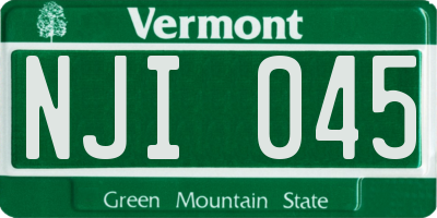 VT license plate NJI045