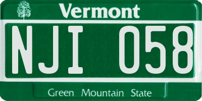 VT license plate NJI058