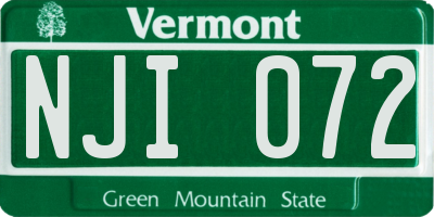 VT license plate NJI072