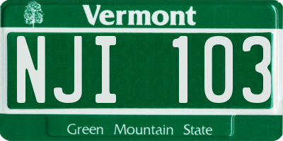 VT license plate NJI103