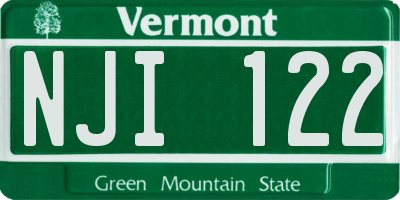 VT license plate NJI122