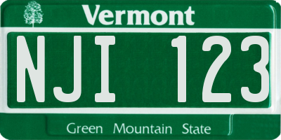 VT license plate NJI123