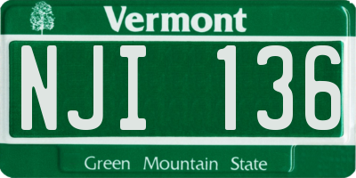 VT license plate NJI136