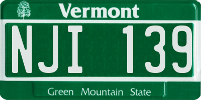 VT license plate NJI139