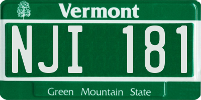 VT license plate NJI181