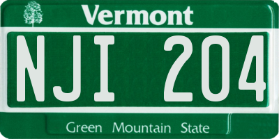 VT license plate NJI204