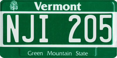 VT license plate NJI205