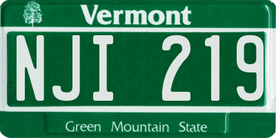 VT license plate NJI219