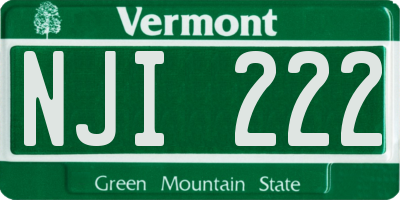 VT license plate NJI222