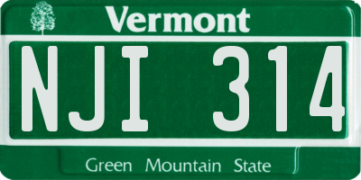 VT license plate NJI314