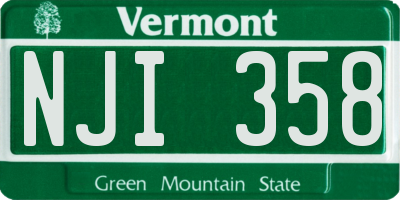 VT license plate NJI358