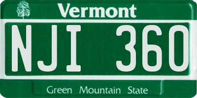 VT license plate NJI360