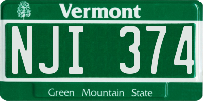 VT license plate NJI374