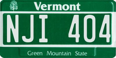 VT license plate NJI404