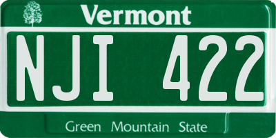 VT license plate NJI422