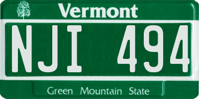 VT license plate NJI494